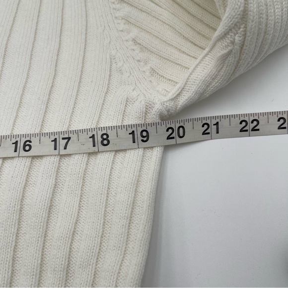 Lauren Ralph Lauren WhiteCotton Ribbed Button-Neck Sweater Womens XL Preppy - Picture 7 of 12